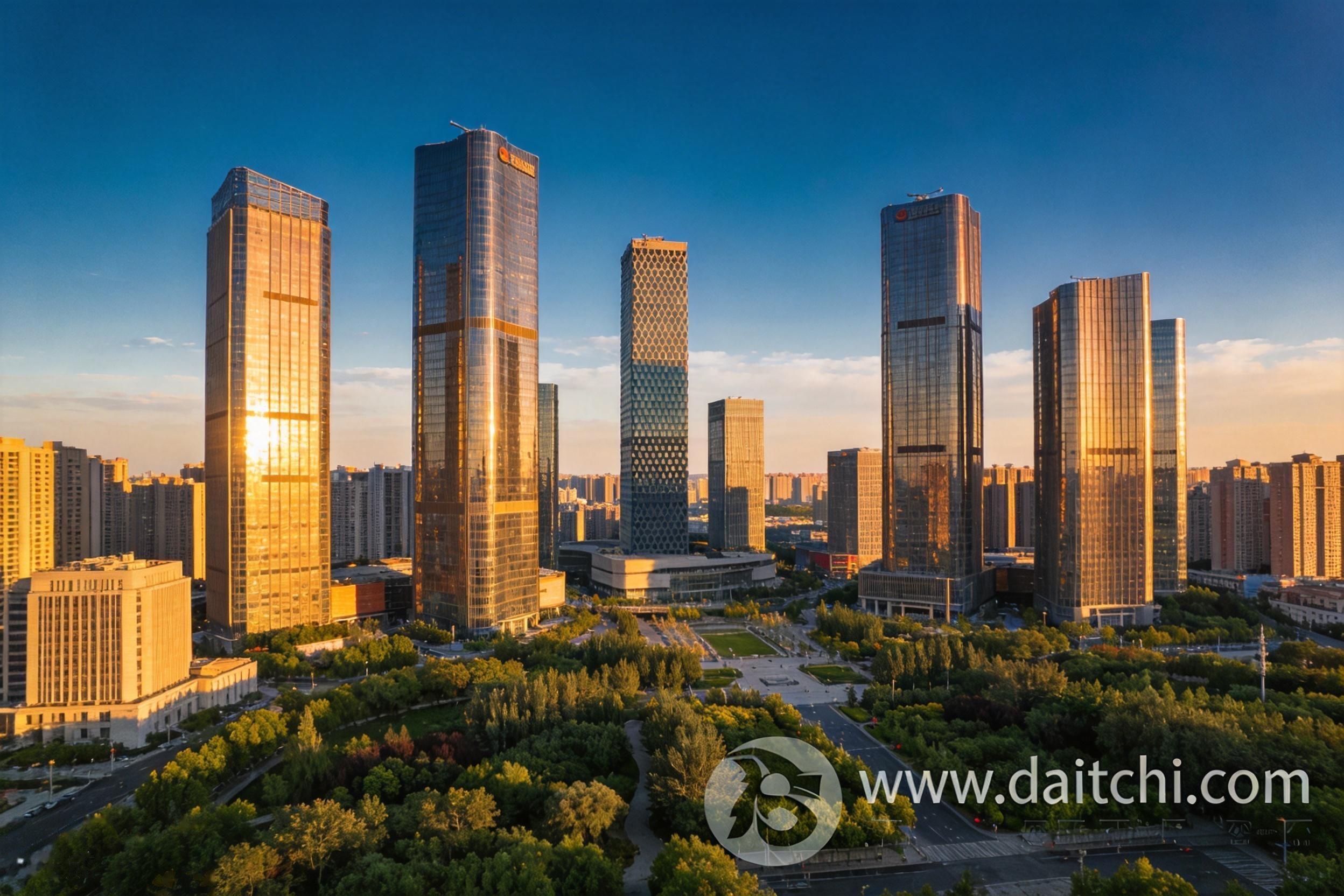 太原高新区城市景观，高楼与绿化带交错